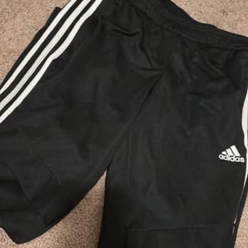 Adidas Black Athletic joggers with White Accents